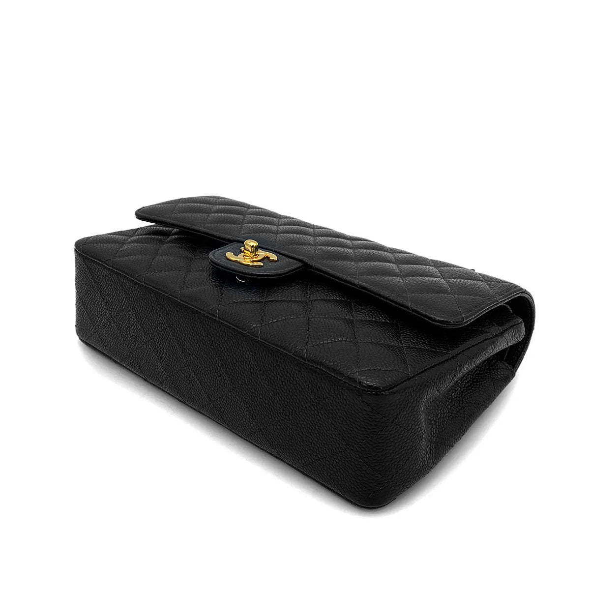 CHANEL VINTAGE CLASSIC FLAP MEDIUM CHAIN SHOULDER BAG BLACK CAVIAR SKIN 90259896