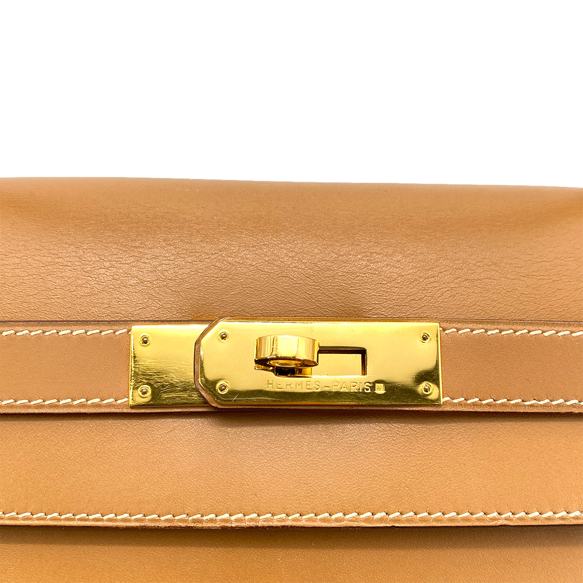 HERMES KELLY 32 SELLIER NATURAL BOXCALF HAND SHOULDER BAG 〇V GHW 90260142