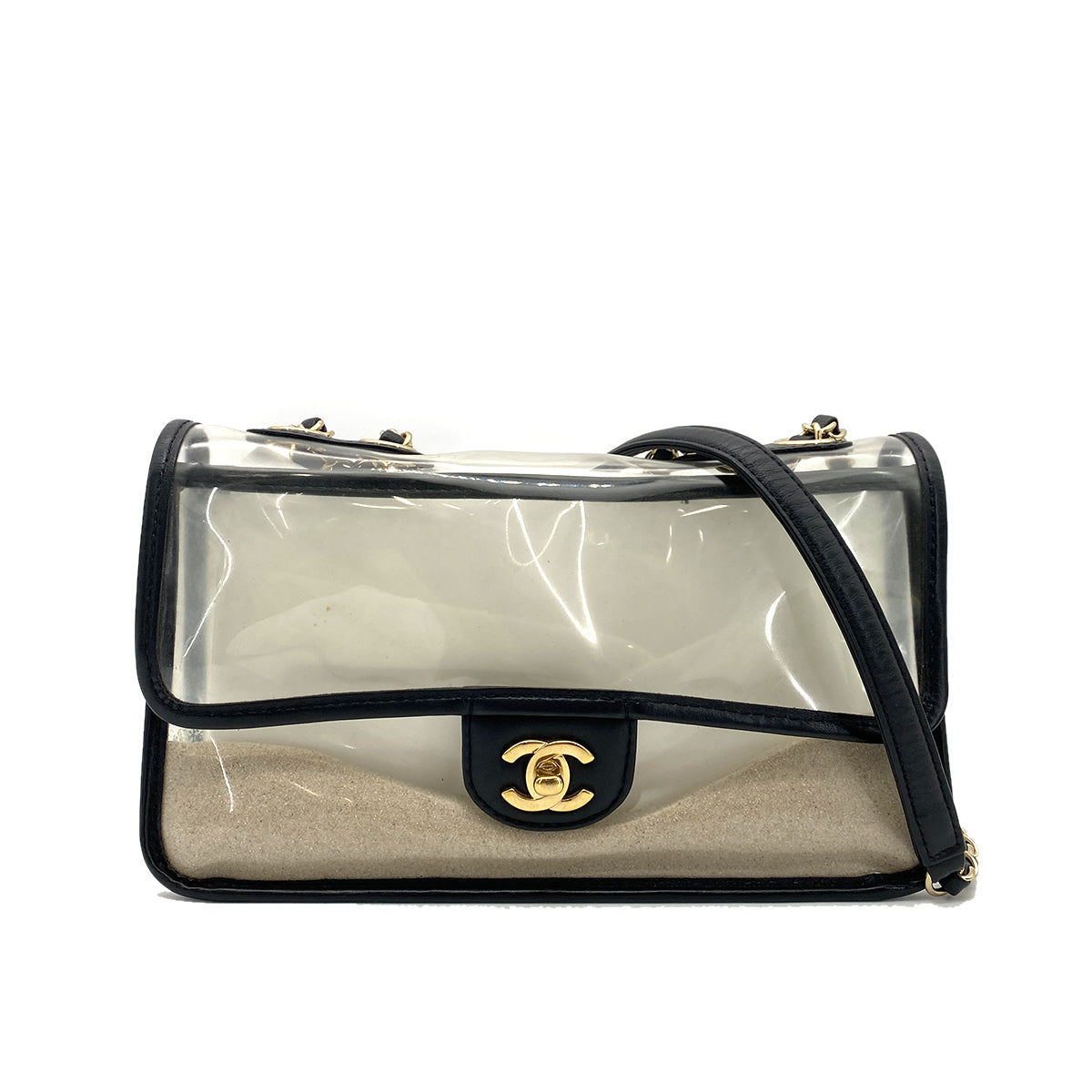 CHANEL ENAMEL WITH SAND CLEAR SHOLDRE BAG 90260509