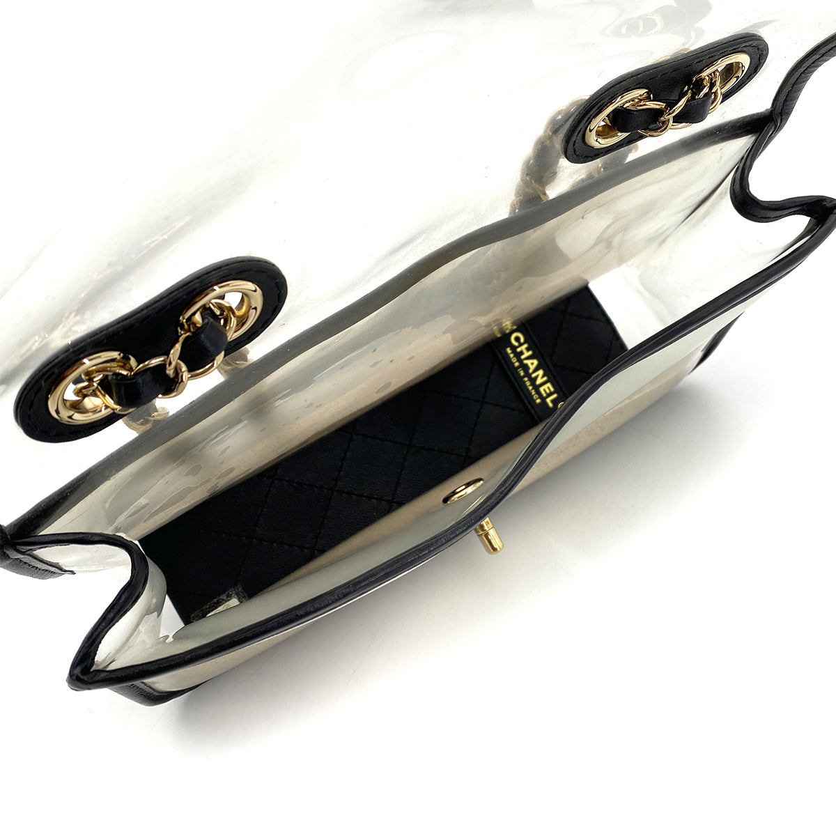 CHANEL ENAMEL WITH SAND CLEAR SHOLDRE BAG 90260509