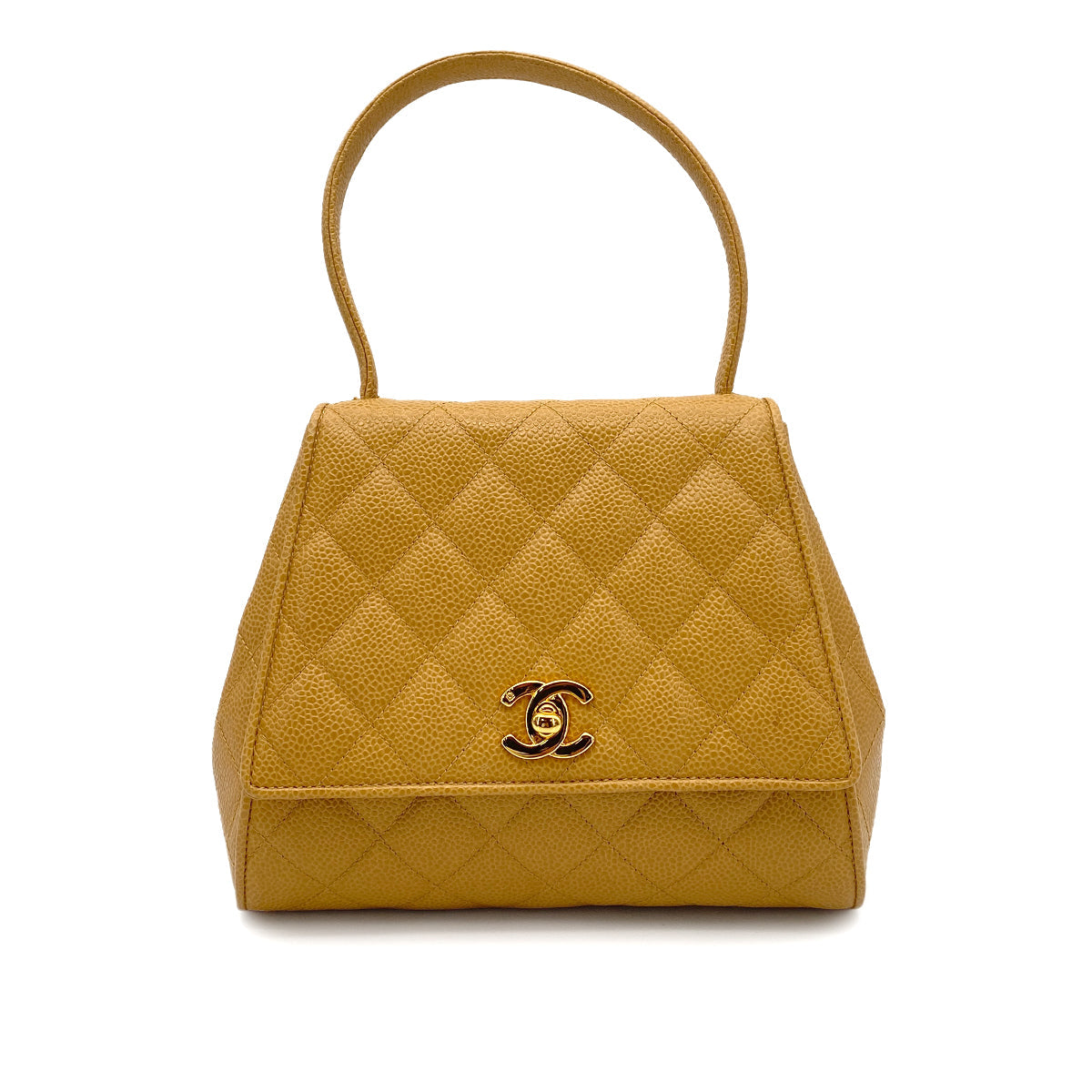 CHANEL VINTAGE MATELASSE HAND BAG BEIGE CAVIAR SKIN 90261206