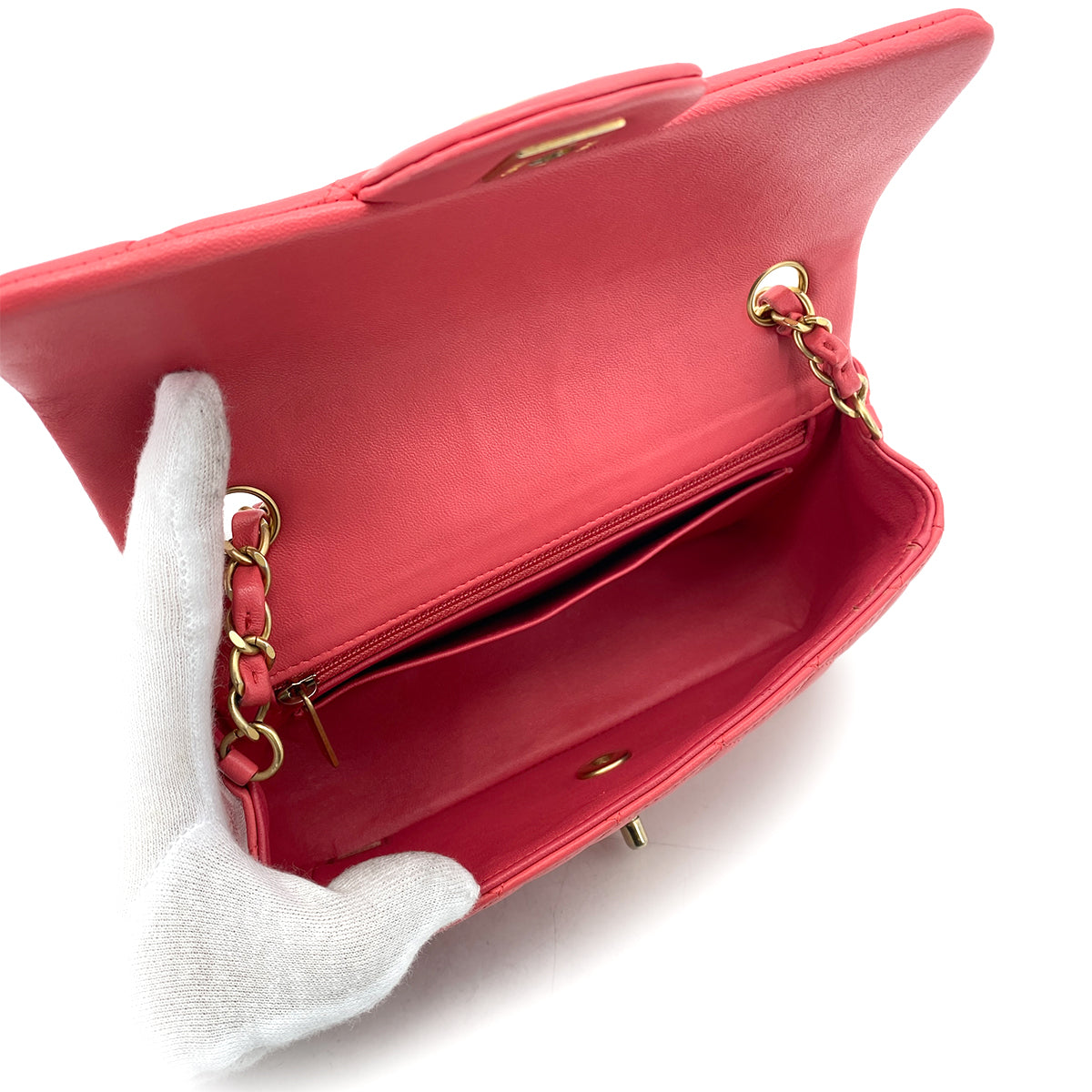 CHANEL MATELASSE ICON CHAIN SHOULDER BAG PINK LAMB SKIN 90261216