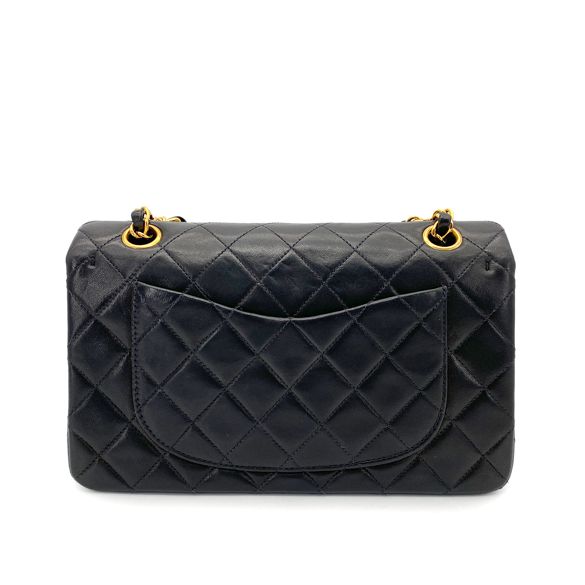 CHANEL VINTAGE CLASSIC FLAP SMALL CHAIN SHOULDER BAG BLACK LAMB SKIN 90261295