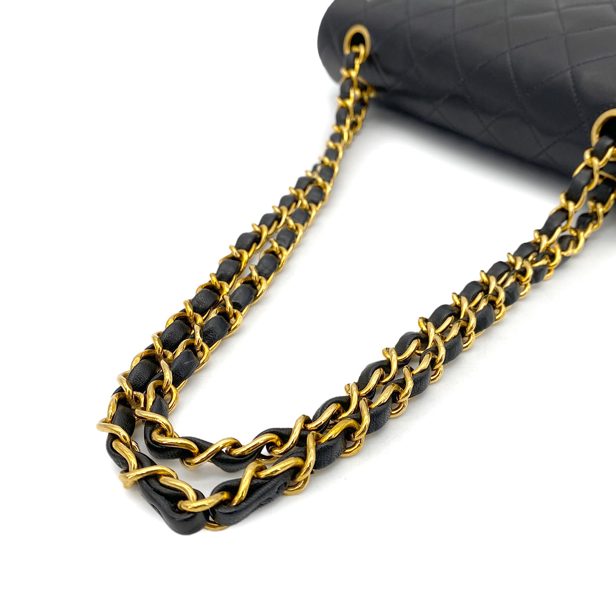 CHANEL VINTAGE CLASSIC FLAP SMALL CHAIN SHOULDER BAG BLACK LAMB SKIN 90261295