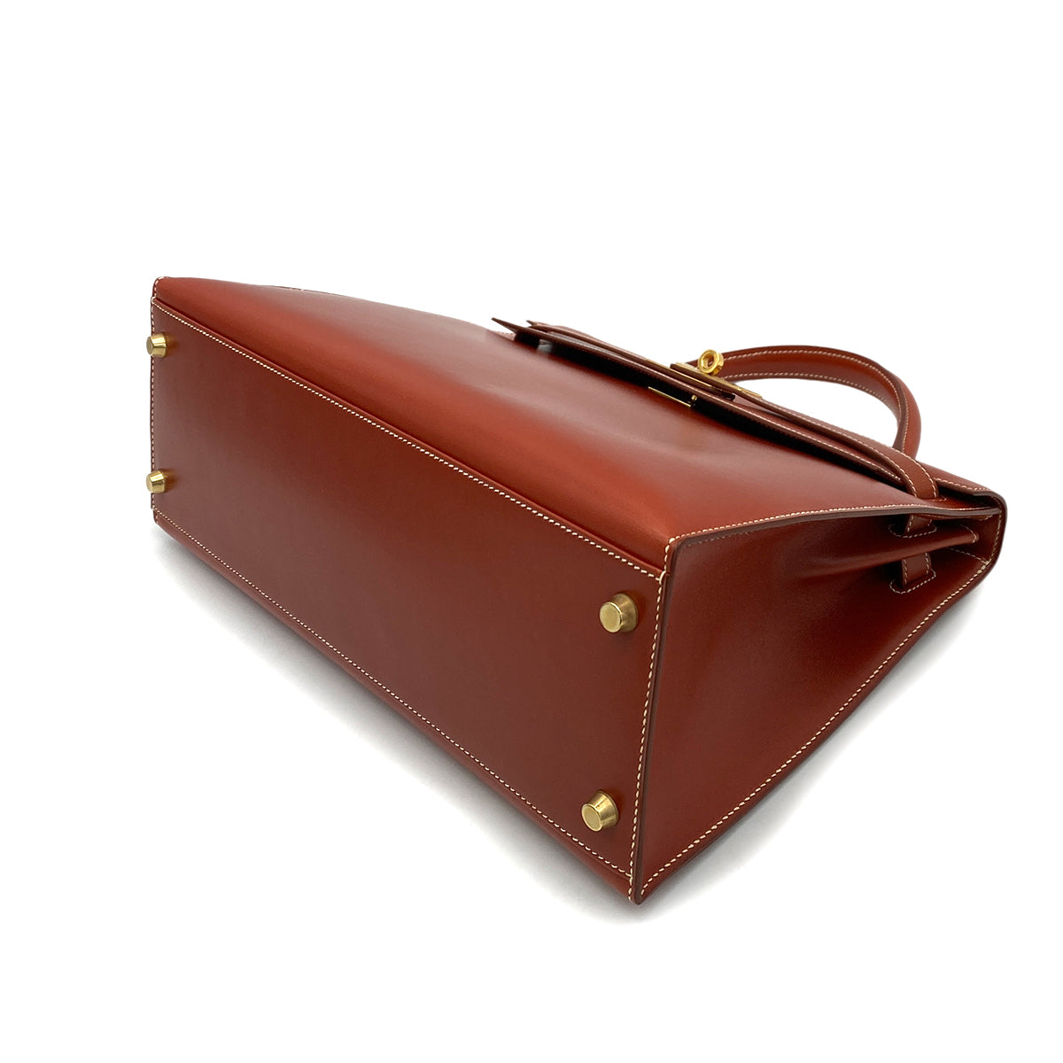 HERMES KELLY 32 SELLIER BRIQUE BOXCALF HAND SHOULDER BAG □B GHW 90261523