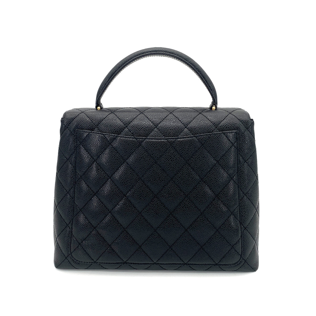 CHANEL VINTAGE MATELASSE HAND BAG BLACK CAVIAR SKIN 90261576