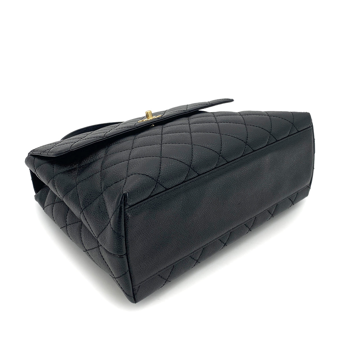 CHANEL VINTAGE MATELASSE HAND BAG BLACK CAVIAR SKIN 90261576