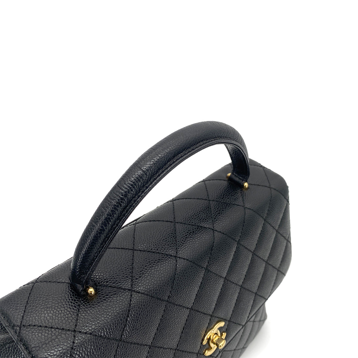 CHANEL VINTAGE MATELASSE HAND BAG BLACK CAVIAR SKIN 90261576