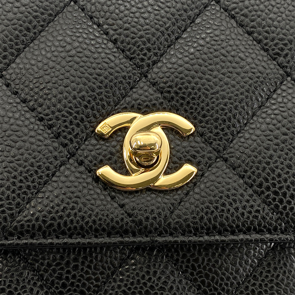 CHANEL VINTAGE MATELASSE HAND BAG BLACK CAVIAR SKIN 90261648