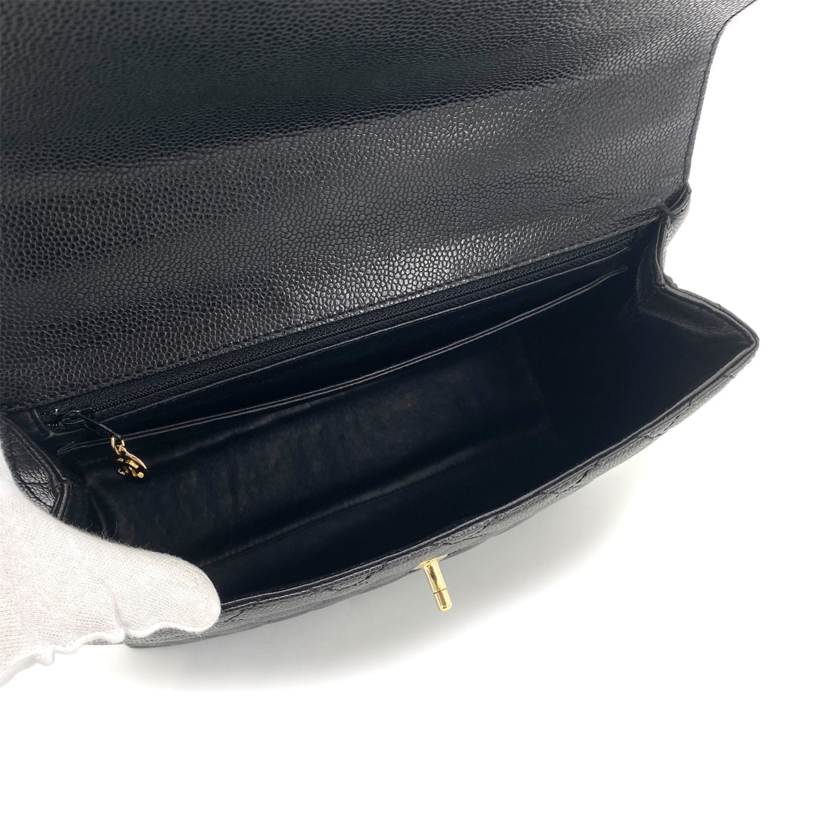 CHANEL VINTAGE MATELASSE HAND BAG BLACK CAVIAR SKIN 90261648