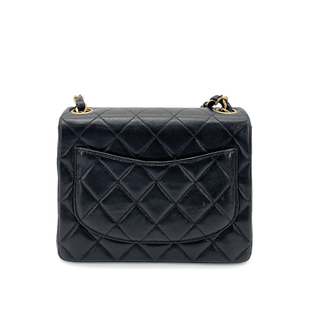 CHANEL VINTAGE MINI SQUARE 17 CHAIN SHOULDER BAG BLACK LAMB SKIN 90261808