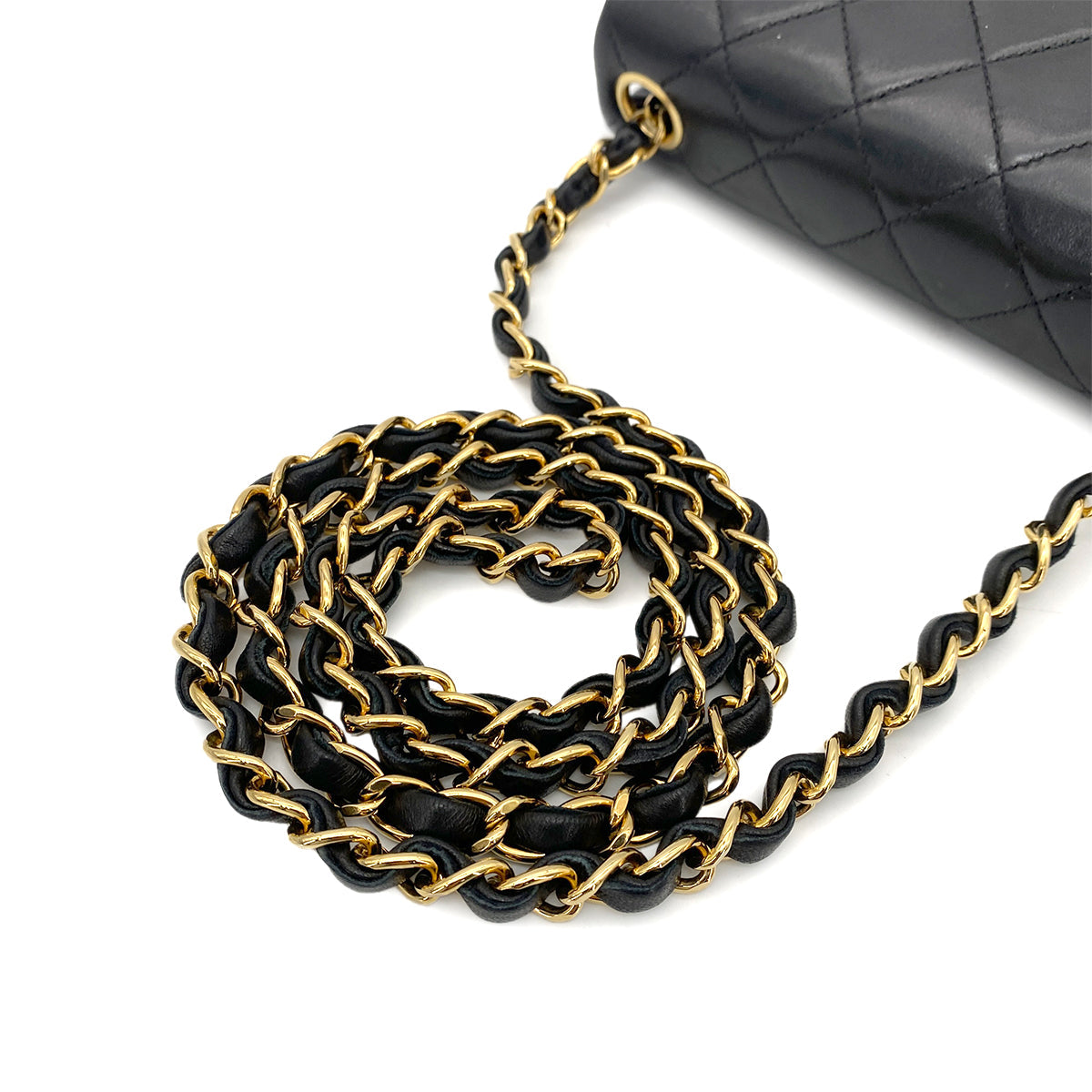 CHANEL VINTAGE MINI SQUARE 17 CHAIN SHOULDER BAG BLACK LAMB SKIN 90261808