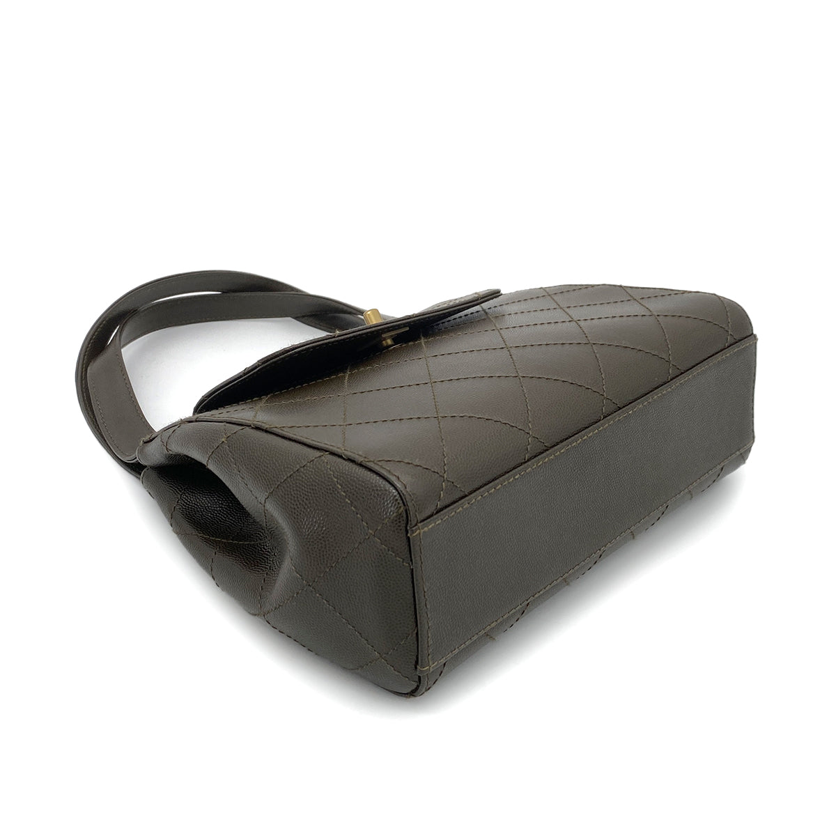 CHANEL VINTAGE HAND BAG KAHKI CAVIAR SKIN 90261829