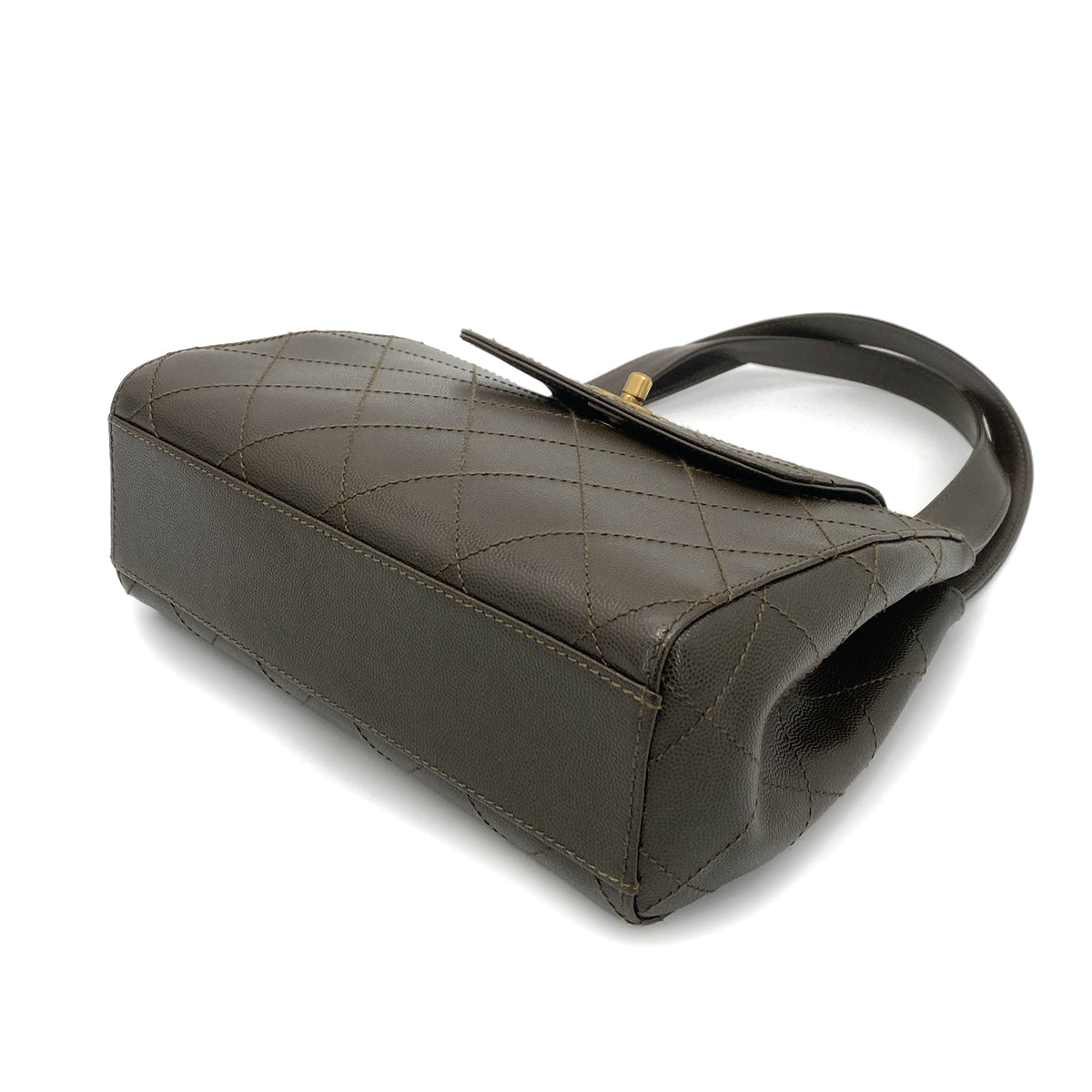 CHANEL VINTAGE HAND BAG KAHKI CAVIAR SKIN 90261829