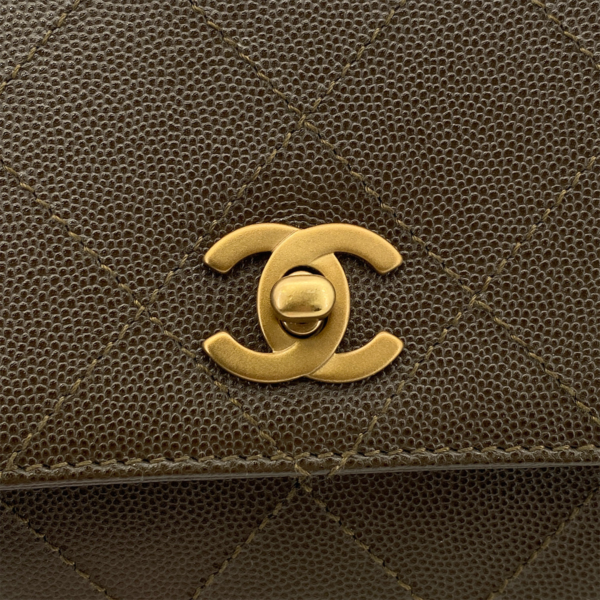 CHANEL VINTAGE HAND BAG KAHKI CAVIAR SKIN 90261829