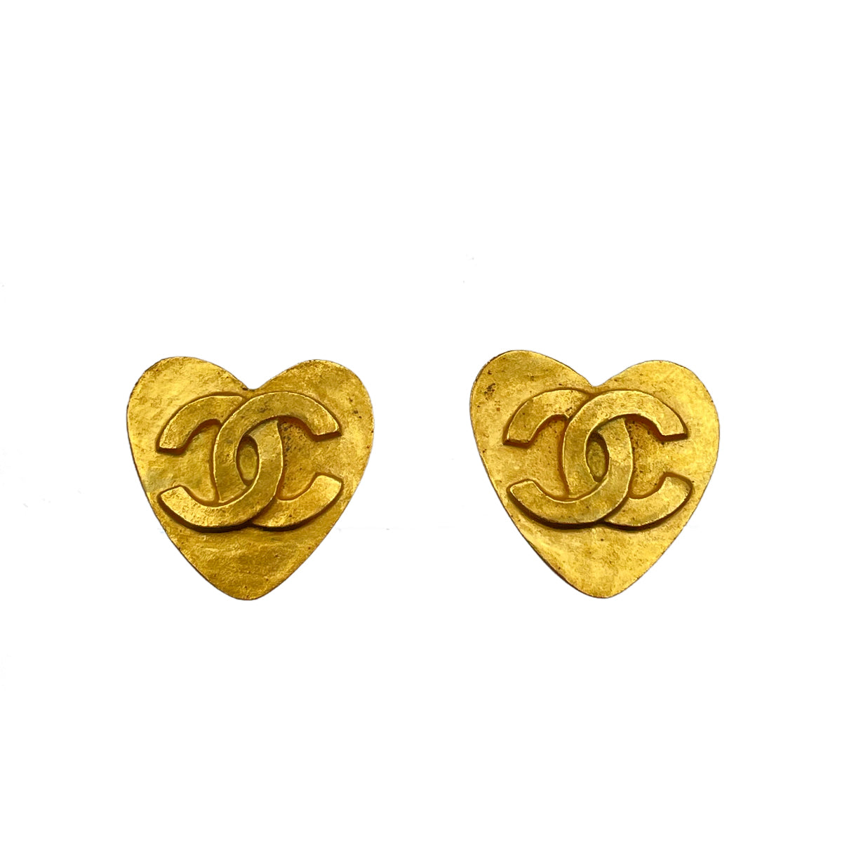 CHANEL VINTAGE EARRINGS HEART COCOMARK ACCESSORY 95P 90262070