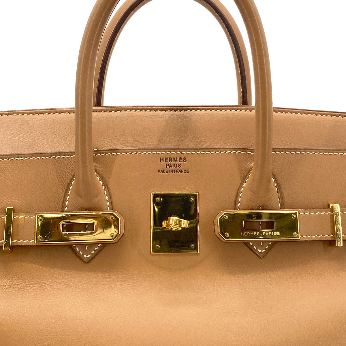 HERMES HAUT A COURROIES 32 NATURAL VEAU BARENIA HAND BAG 〇V GHW 90262859