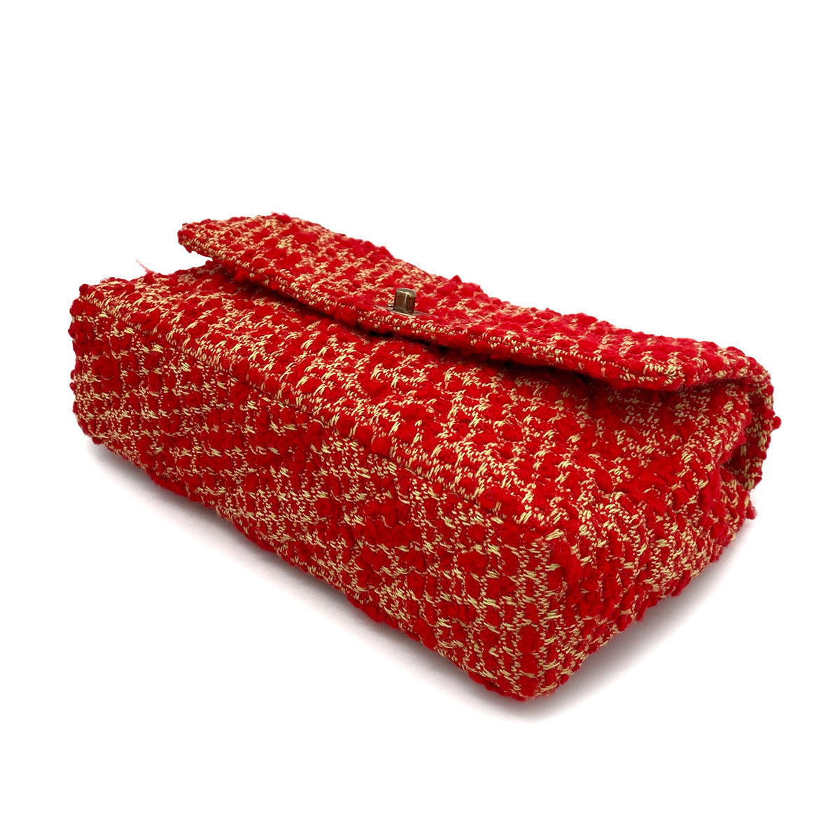 CHANEL VINTAGE CHAIN SHOULDER BAG RED TWEED 90263082