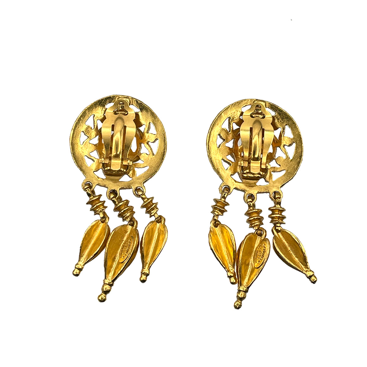 CHANEL VINTAGE EARRINGS COCOMARK SWING GOLD ACCESSORY 95P 90263138