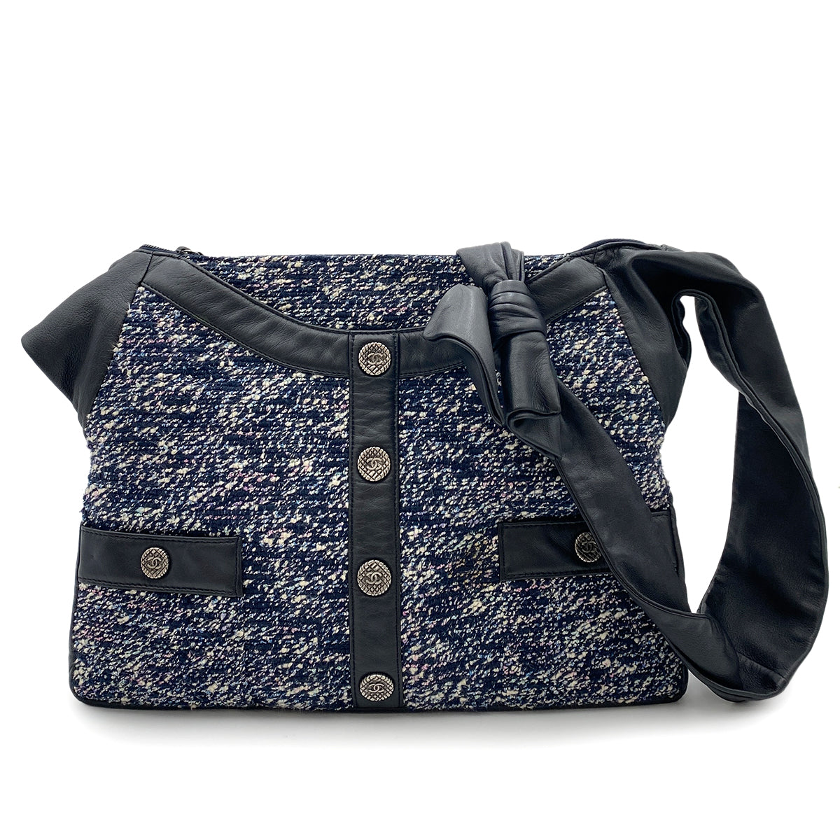 CHANEL GIRL CHANEL SHOULDER BAG NAVY TWEED LEATHER 90264366 - PURPOSE