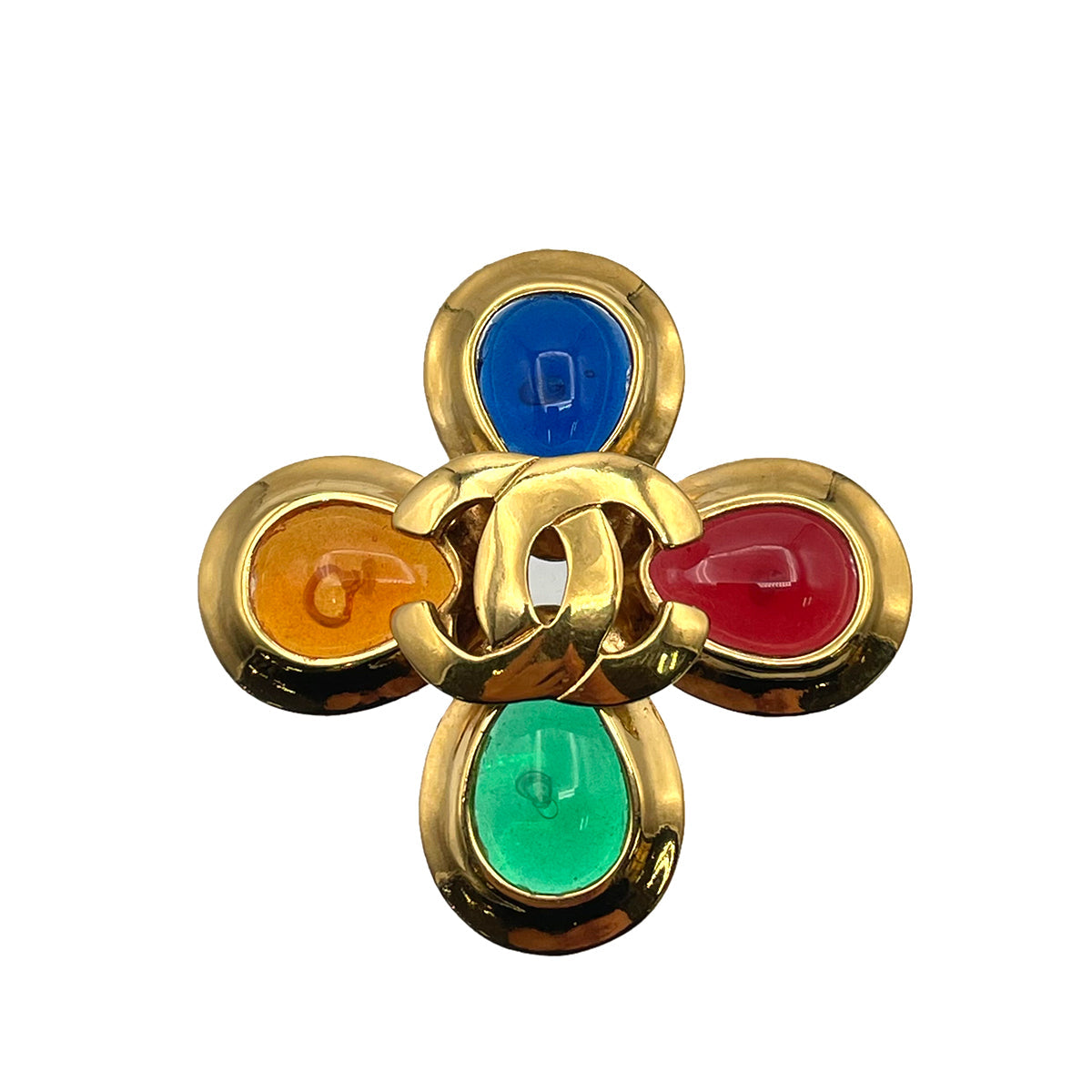 CHANEL VINTAGE  BROACH GRIPORE COCOMARK COLOR STONE ACCESSORY 97P 90264389