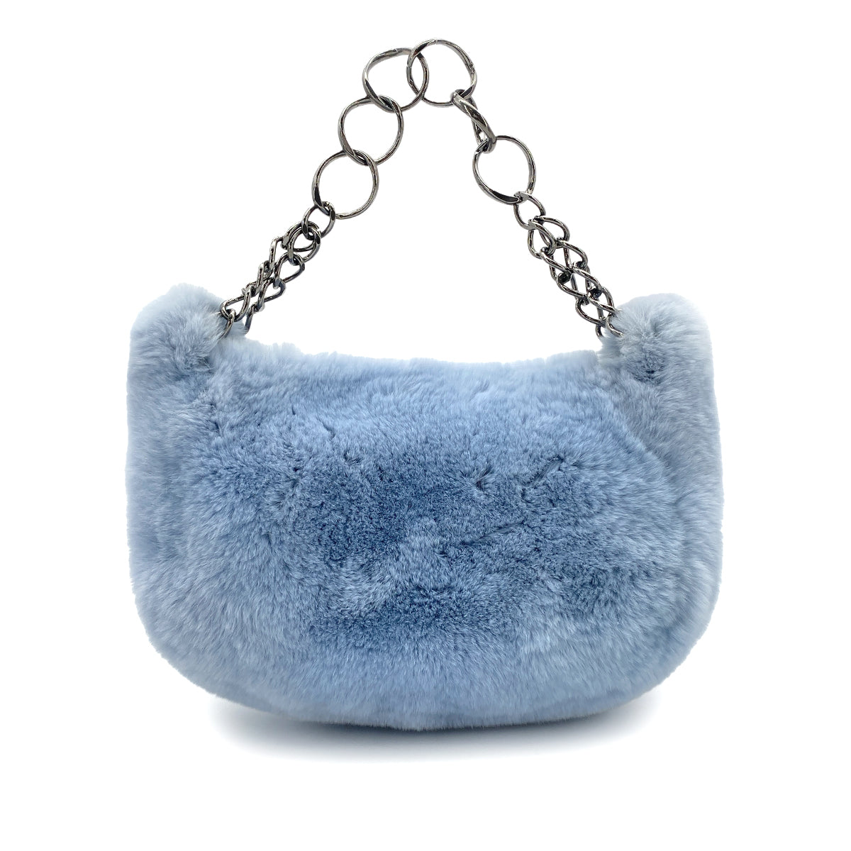 CHANEL VINTAGE CHAINHAND BAG LIGHT BLUE RABBIT FUR 90264496