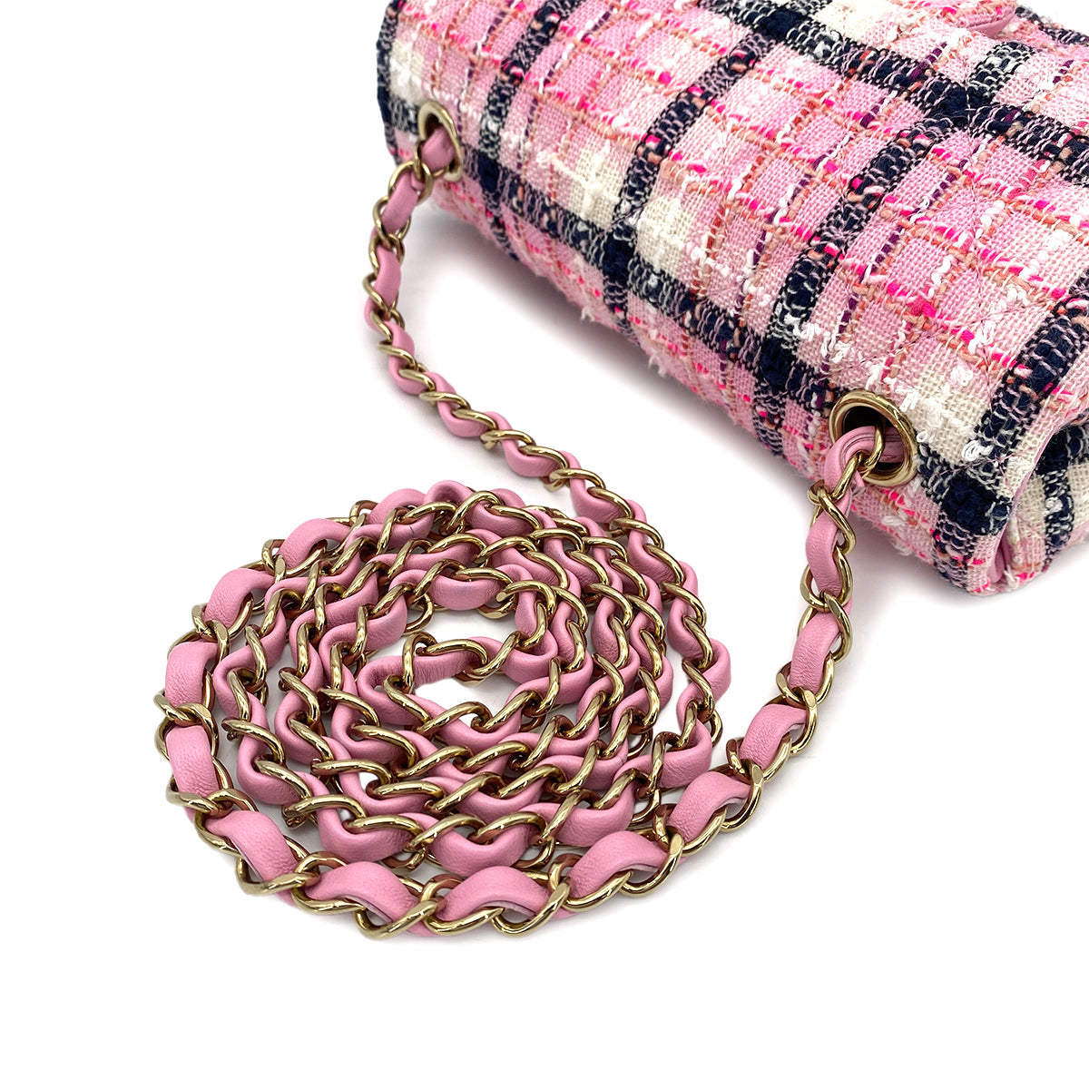 CHANEL CHAIN SHOULDER BAG PINK MULTICOLOR TWEED 90264524