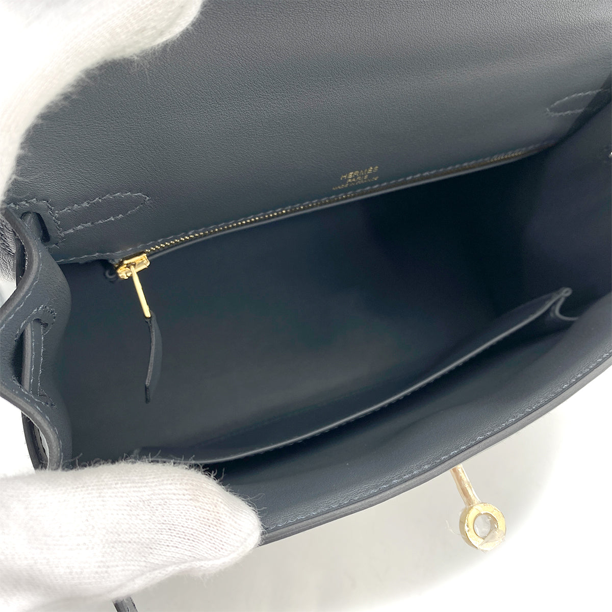 HERMES KELLY 25 SELLIER GRIS MISTY SWIFT TOILE H HAND SHOULDER BAG W GHW 90264530