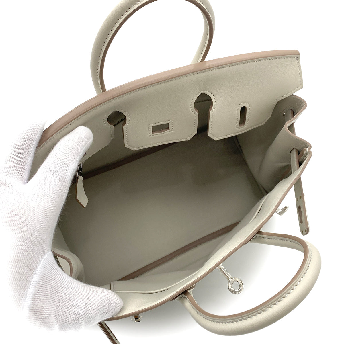 HERMES BIRKIN 25 GRIS PERLE SWIFT HAND BAG A SHW 90264791