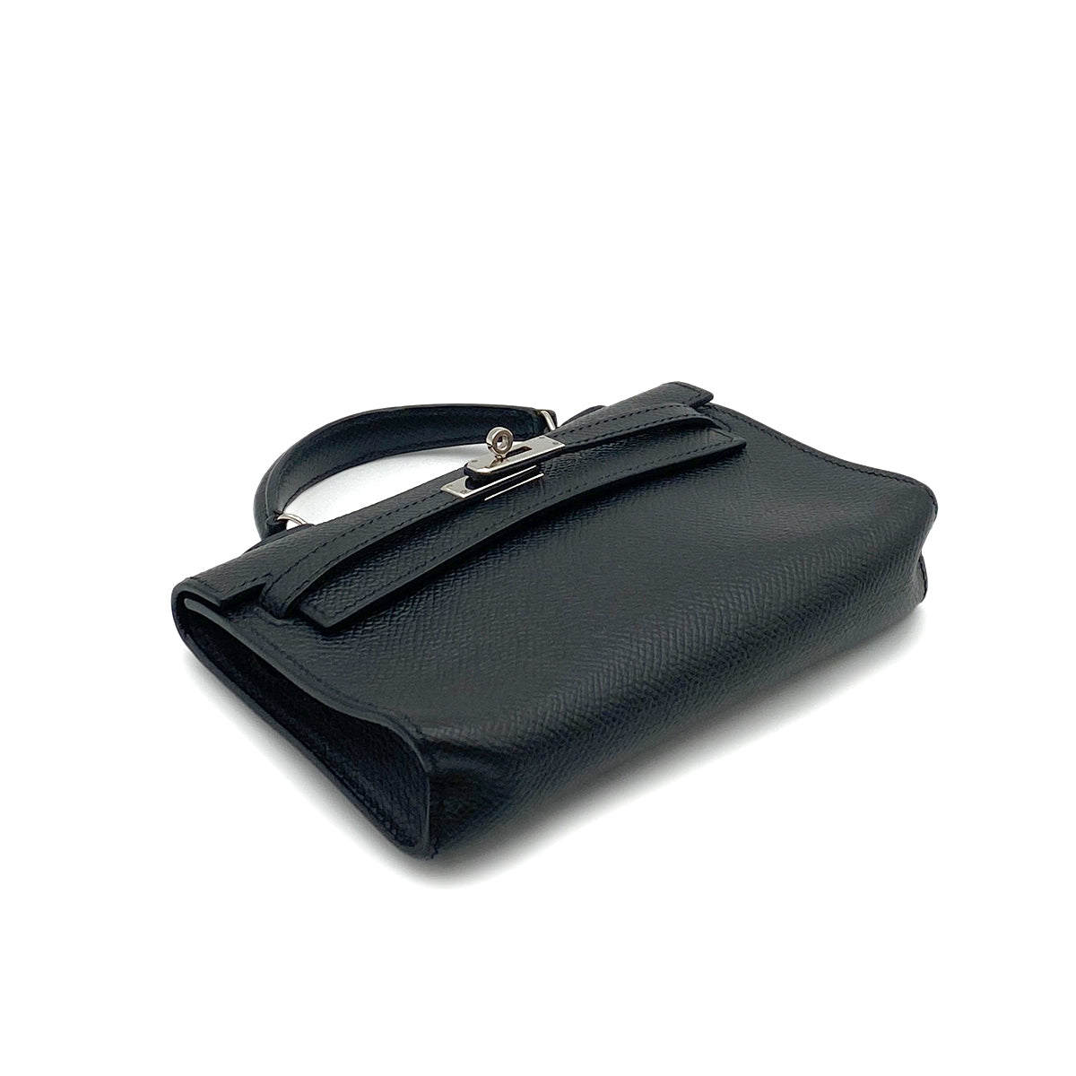 HERMES TINY KELLY BLACK EPSOM HAND SHOULDER BAG □O SHW 90264792