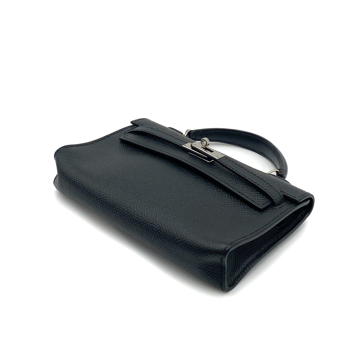 HERMES TINY KELLY BLACK EPSOM HAND SHOULDER BAG □O SHW 90264792