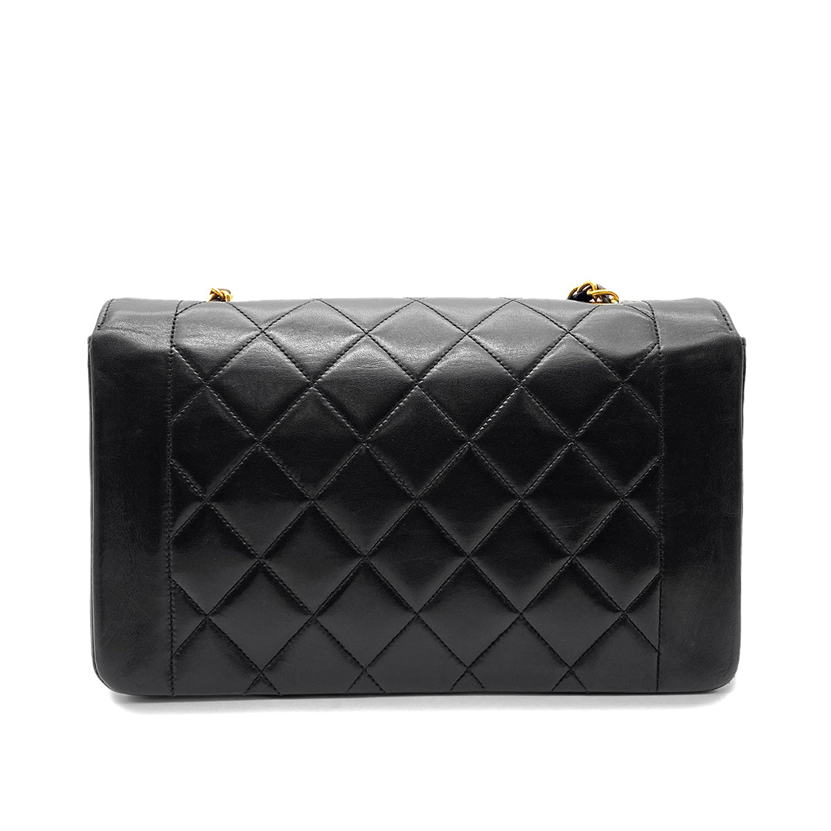 CHANEL VINTAGE DIANA MEDIUM CHAIN SHOULDER BAG BLACK LAMB SKIN 90265886