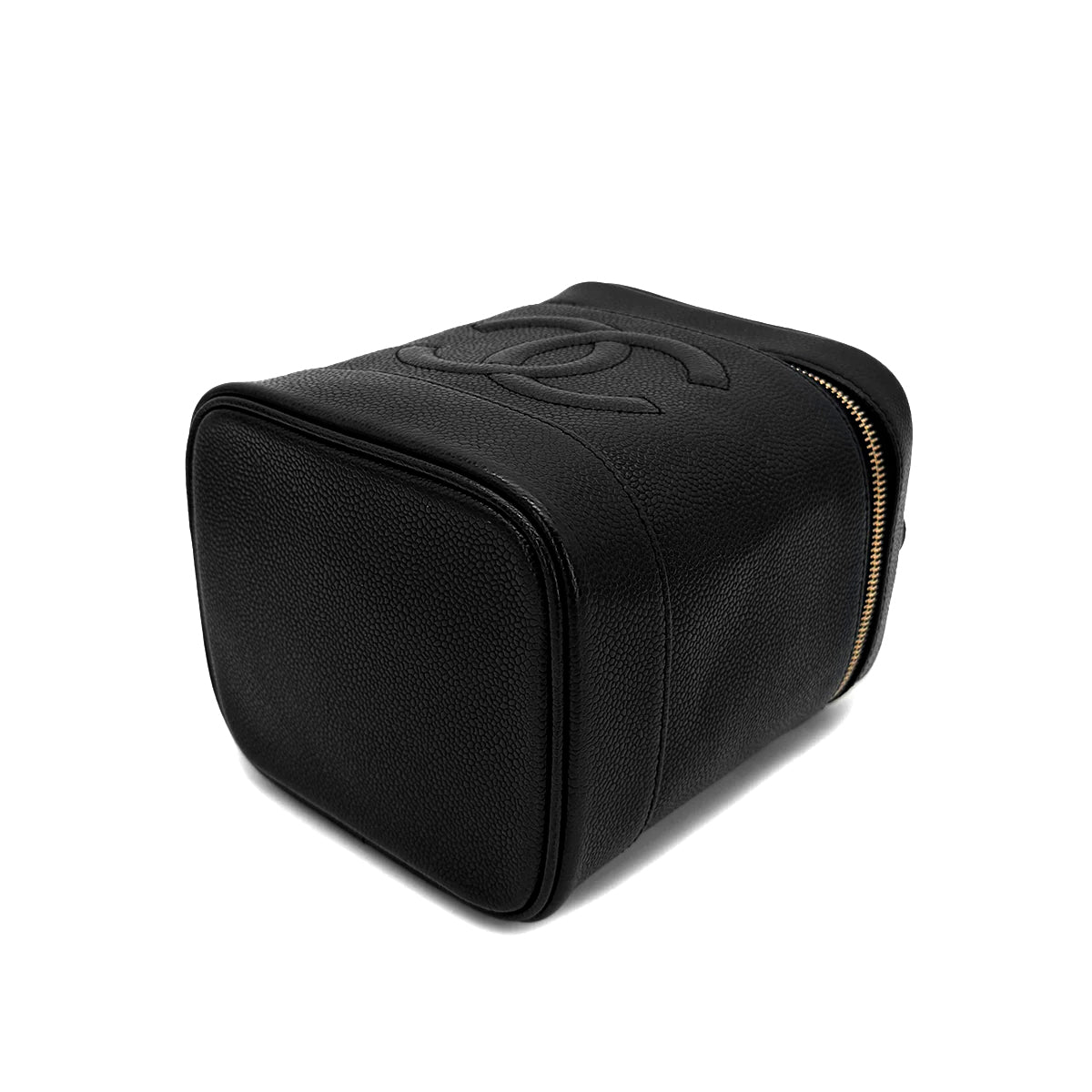 CHANEL VINTAGE VANITY HAND BAG BLACK CAVIAR SKIN 90267393