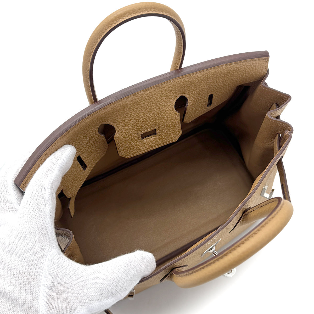 HERMES BIRKIN 25 BISCUIT TAURILLON CLEMENCE HAND BAG Z SHW 90267405