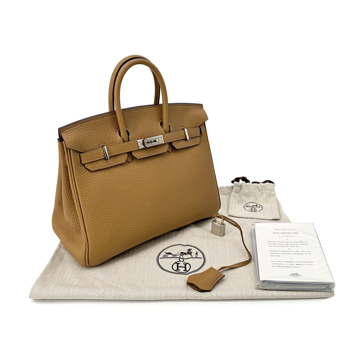 HERMES BIRKIN 25 BISCUIT TAURILLON CLEMENCE HAND BAG Z SHW 90267405