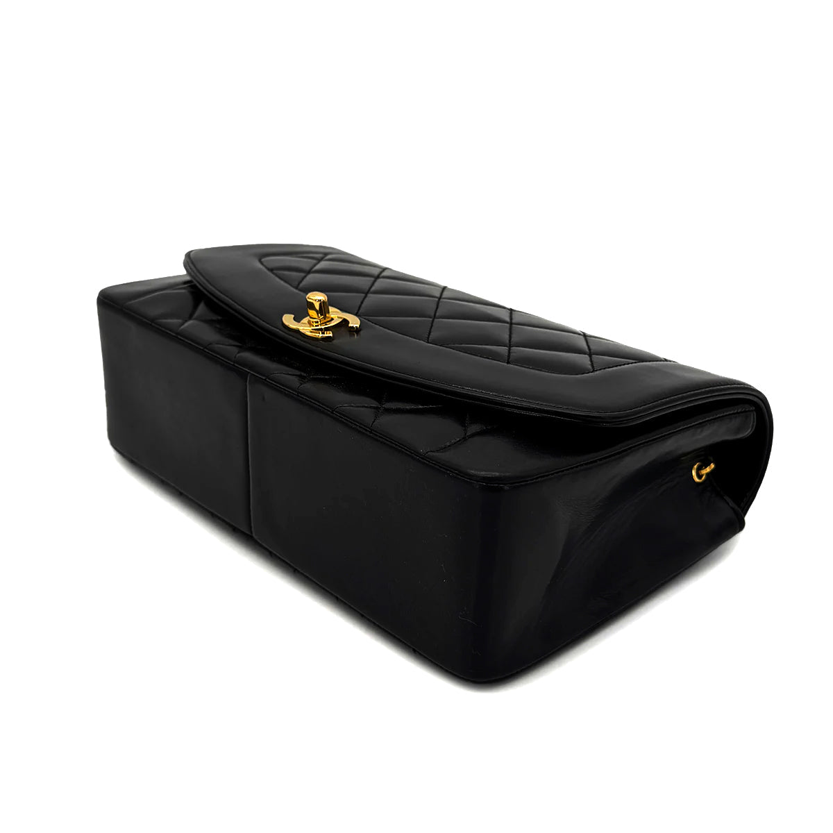 CHANEL VINTAGE DIANA MEDIUM CHAIN SHOULDER BAG BLACK LAMB SKIN 90267771