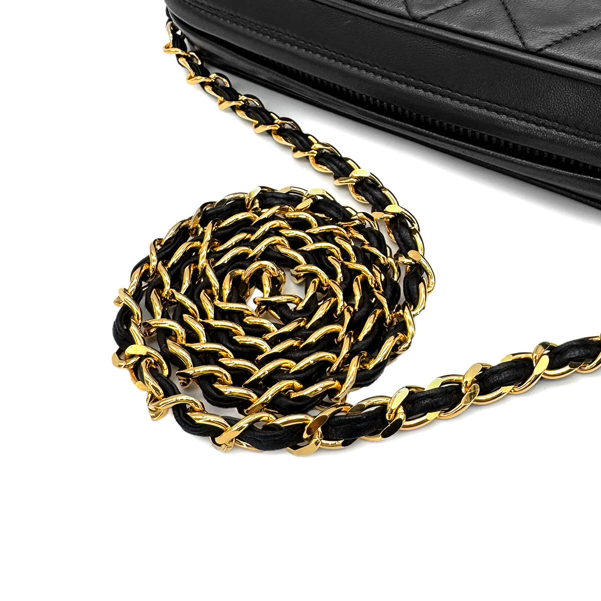 CHANEL VINTAGE MATELASSE FRINGE SHOULDER BAG BLACK LAMB SKIN 90268310