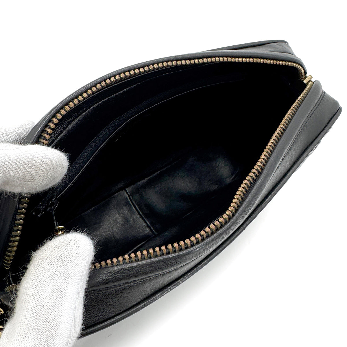 CHANEL VINTAGE MATELASSE FRINGE SHOULDER BAG BLACK LAMB SKIN 90268310