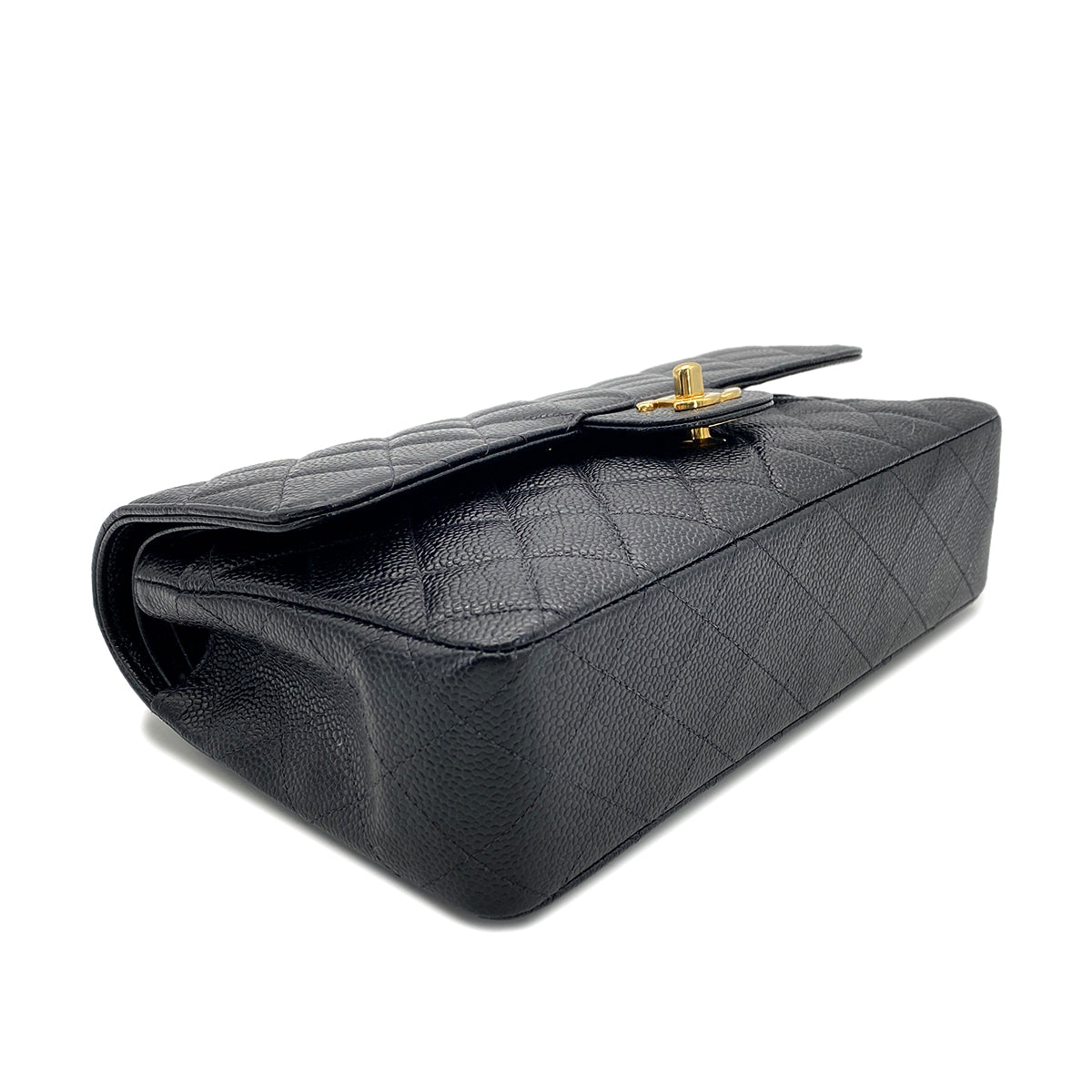 CHANEL VINTAGE CLASSIC FLAP MEDIUM HAIN SHOULDER BAG BLACK CAVIAR SKIN 90268823