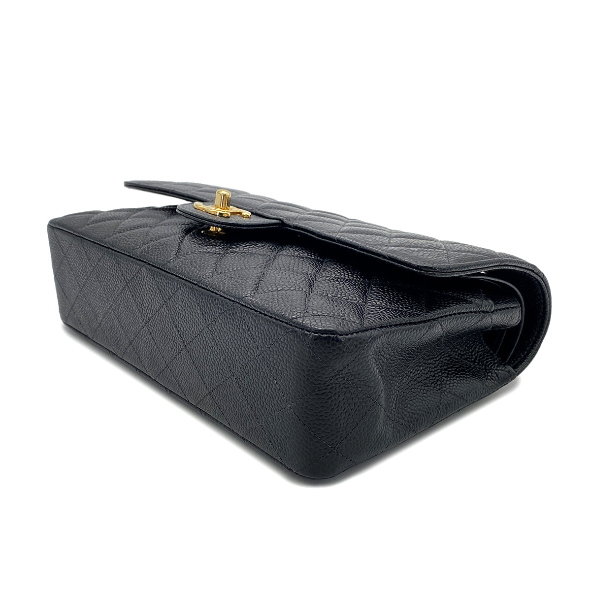 CHANEL VINTAGE CLASSIC FLAP MEDIUM HAIN SHOULDER BAG BLACK CAVIAR SKIN 90268823