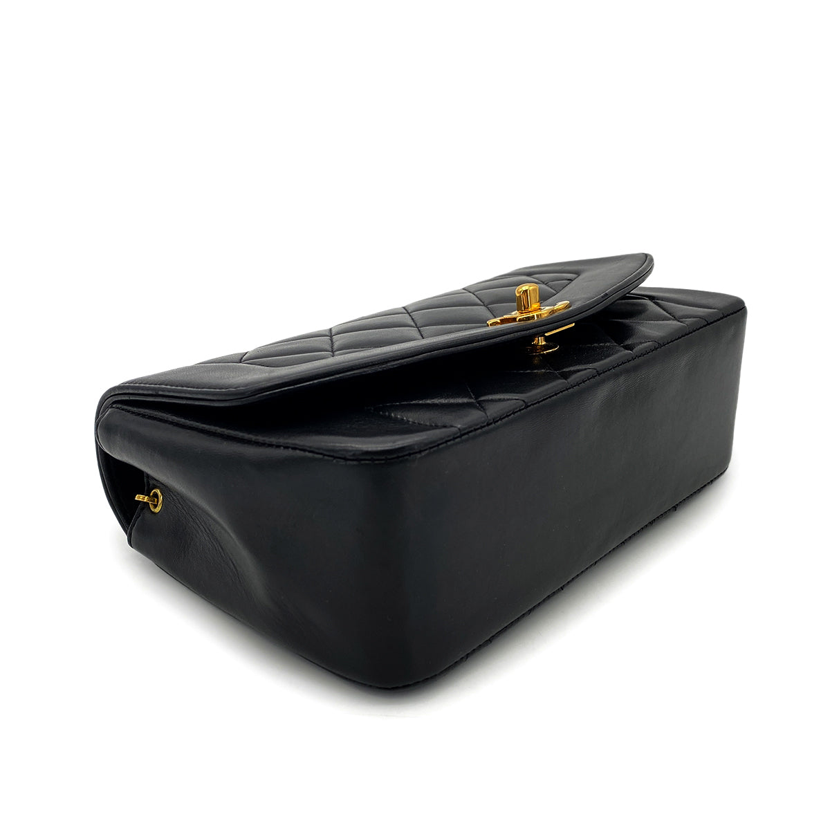 CHANEL VINTAGE DIANA SMALL CHAIN SHOULDER BAG BLACK LAMB SKIN 90268864