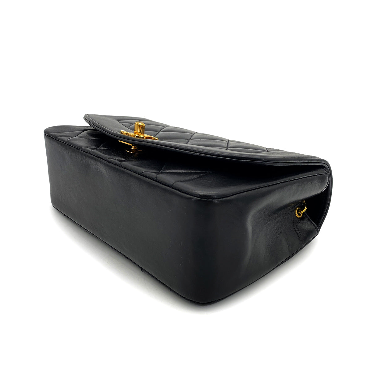 CHANEL VINTAGE DIANA SMALL CHAIN SHOULDER BAG BLACK LAMB SKIN 90268864