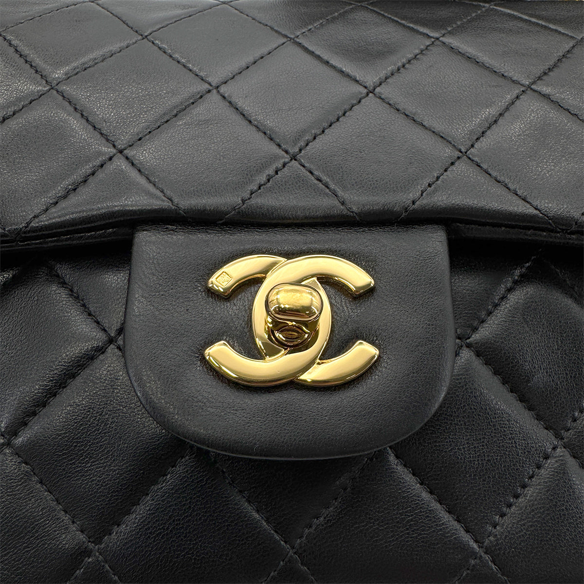 CHANEL VINTAGE CLASSIC FLAP SMALL CHAIN SHOULDER BAG BLACK LAMB SKIN 90268885