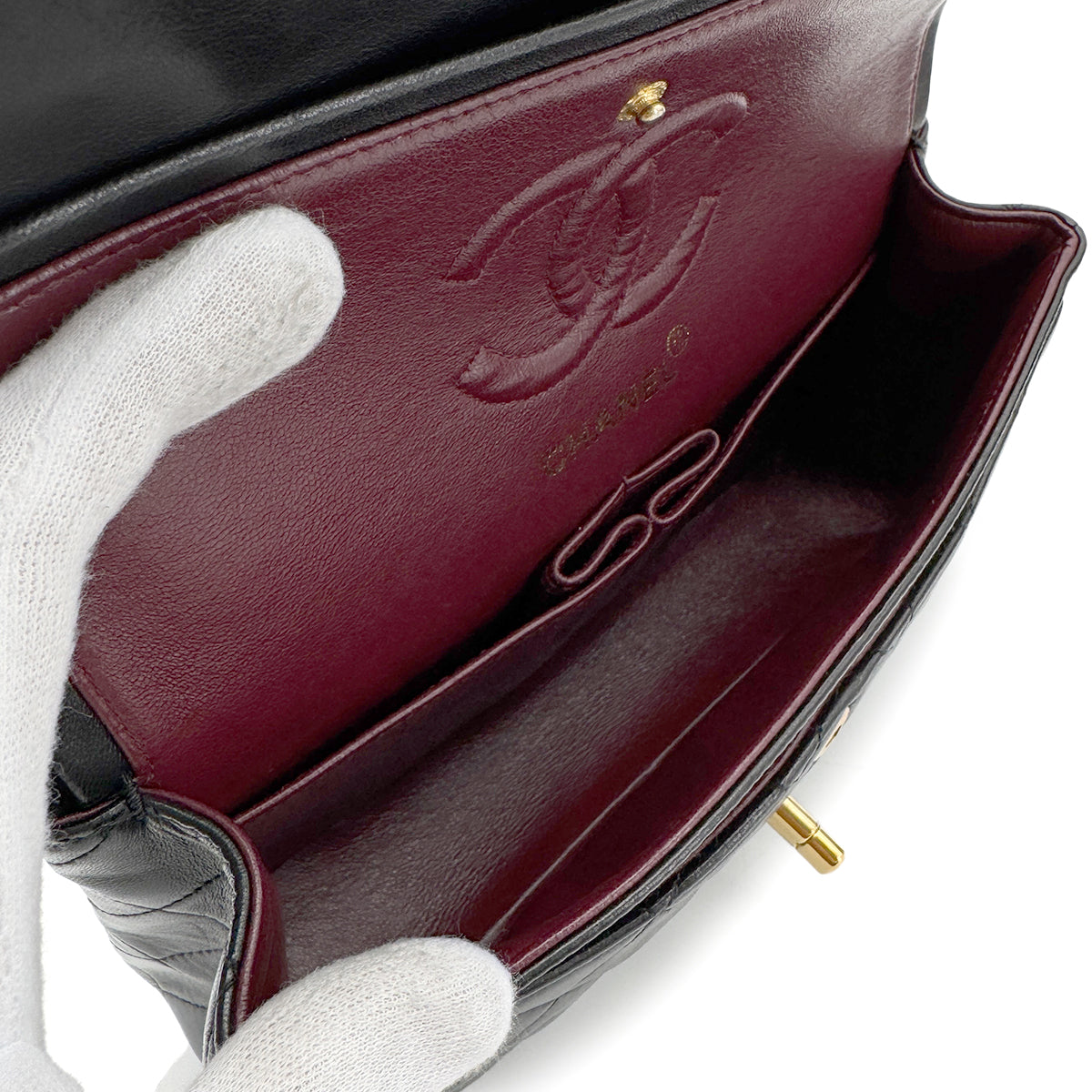 CHANEL VINTAGE CLASSIC FLAP SMALL CHAIN SHOULDER BAG BLACK LAMB SKIN 90268885