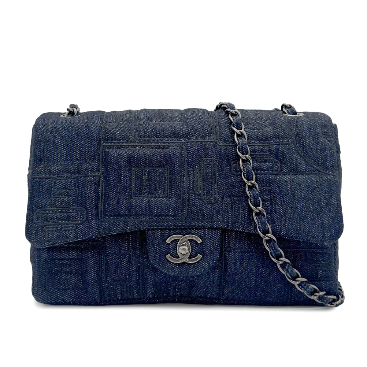 CHANEL EMBROIDERY PERFUME ALLURE CHAIN SHOULDER BAG DENIM 90268887