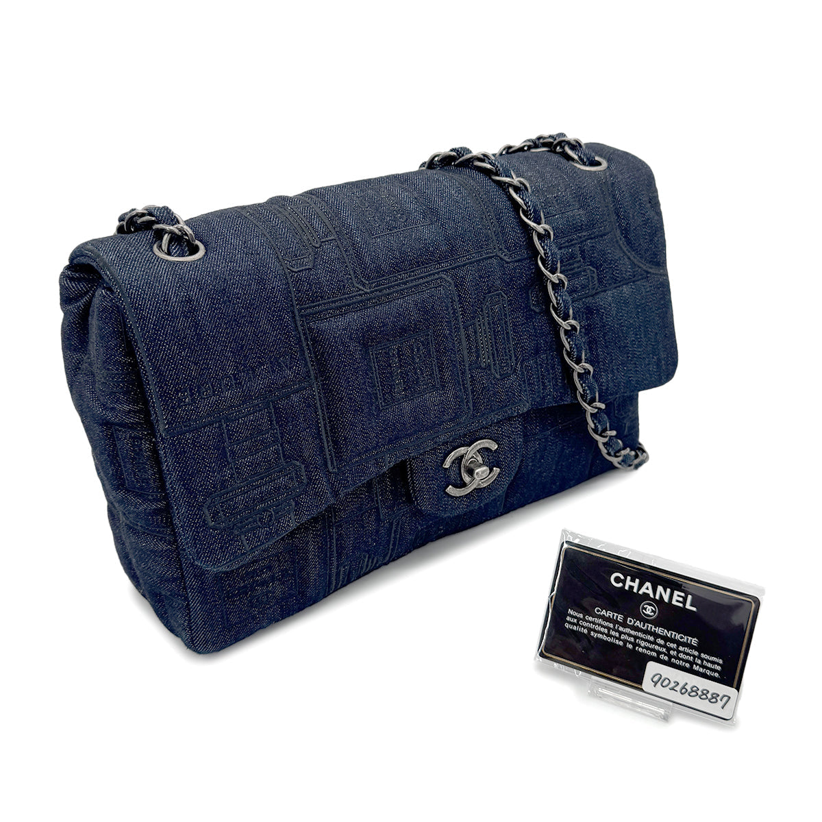 CHANEL EMBROIDERY PERFUME ALLURE CHAIN SHOULDER BAG DENIM 90268887