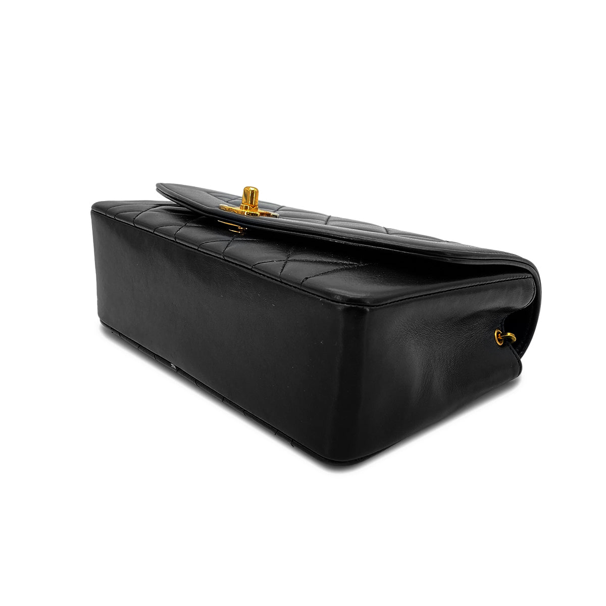 CHANEL VINTAGE DIANA SMALL CHAIN SHOULDER BAG BLACK LAMB SKIN 90268899