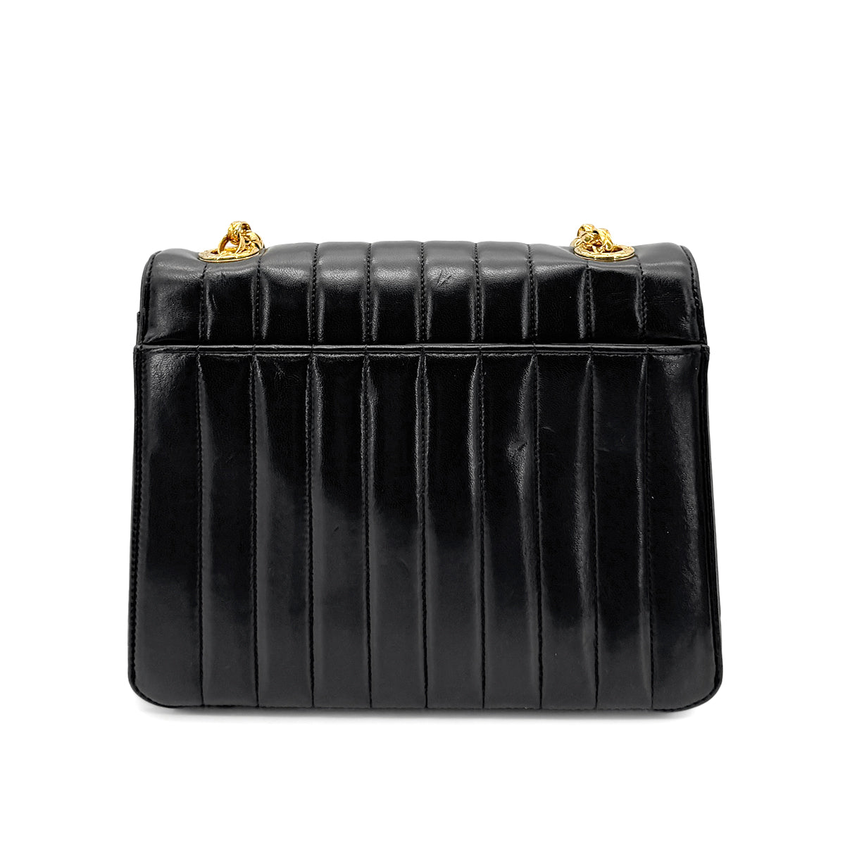 CHANEL VINTAGE MADEMOISELLE BIJOU CHAIN SHOULDER BAG BLACK LAMB SKIN 90269035