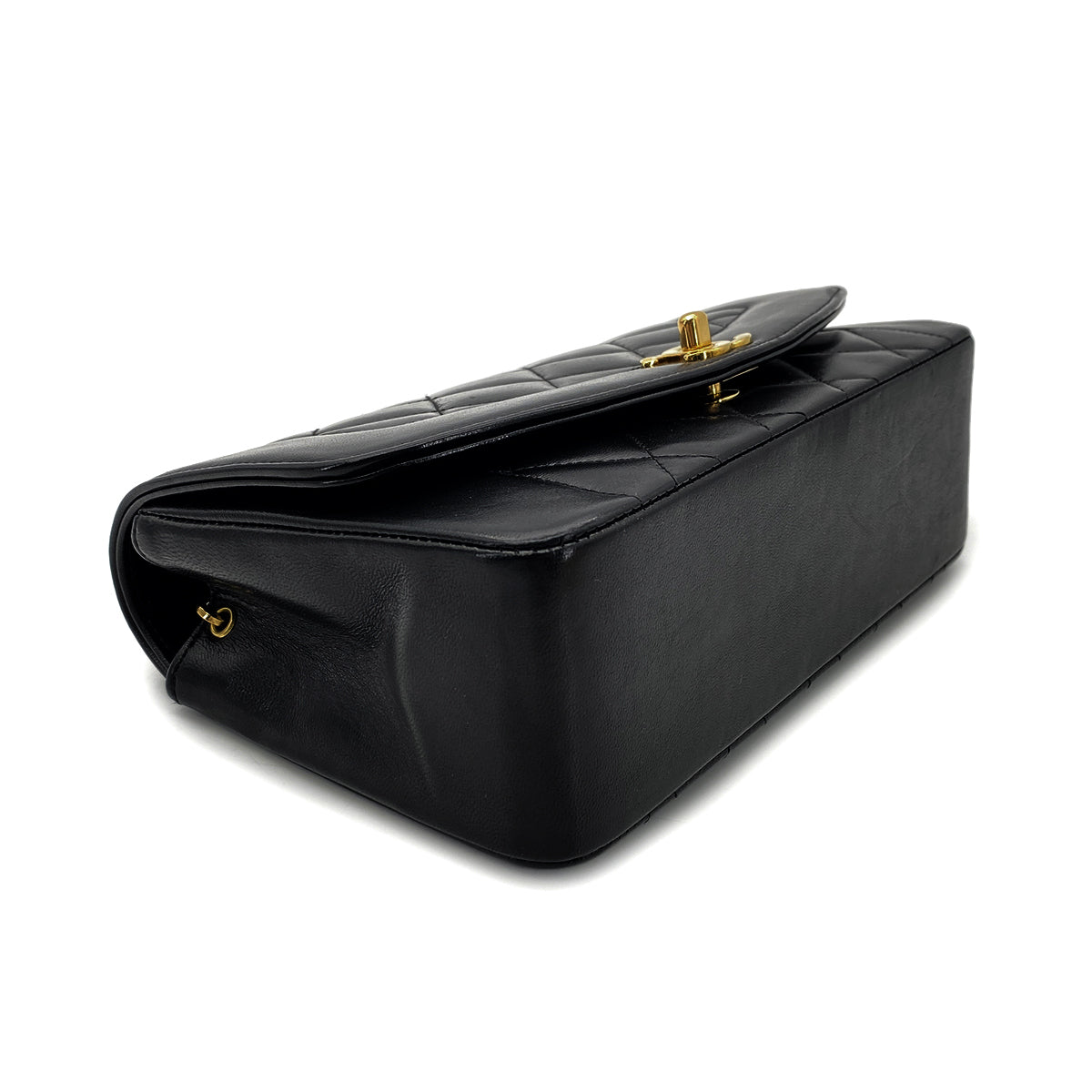 CHANEL VINTAGE DIANA SMALL CHAIN SHOULDER BAG BLACK LAMB SKIN 90269048