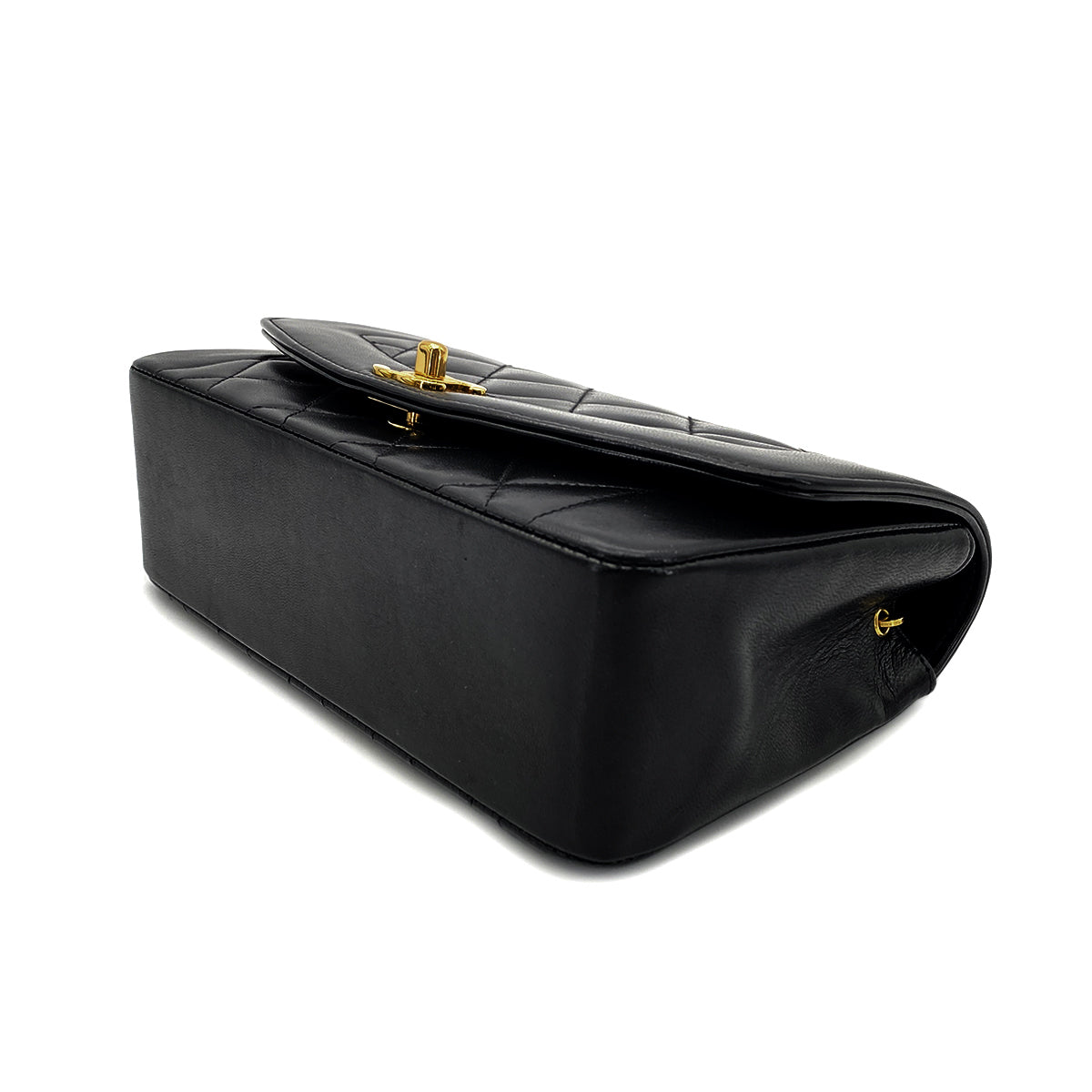 CHANEL VINTAGE DIANA SMALL CHAIN SHOULDER BAG BLACK LAMB SKIN 90269048